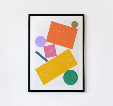 Crayon Shapes Framed & Mounted Print