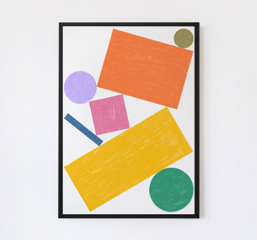 Crayon Shapes Framed Canvas